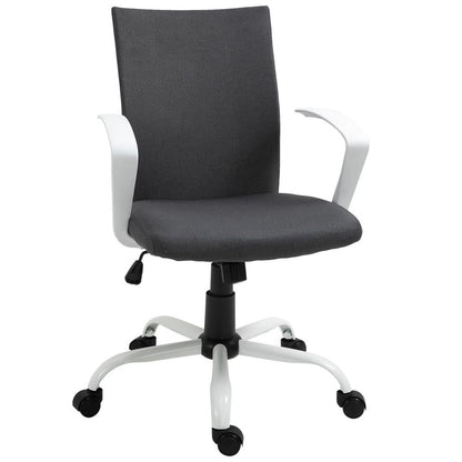 Ergonomic Dark Grey Linen Swivel Desk Chair - Adjustable & Comfortable Office Seat