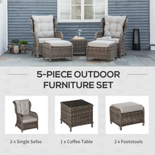 Load image into Gallery viewer, Elegant 2-Seater Rattan Sofa Set with Cushioned Stools &amp; Table for Garden Relaxation
