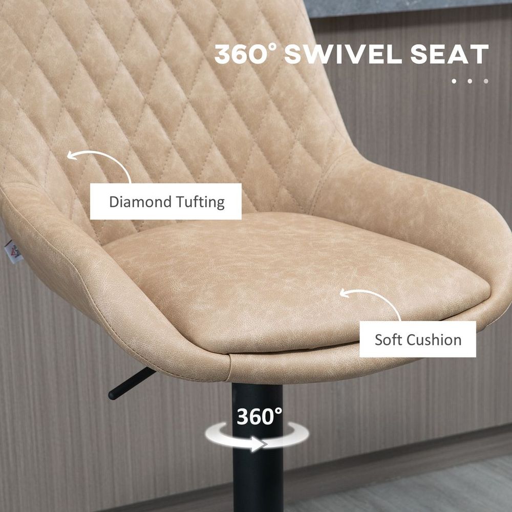 Adjustable 360° Swivel Bar Stools Set of 2 - Chic Khaki Kitchen Seating