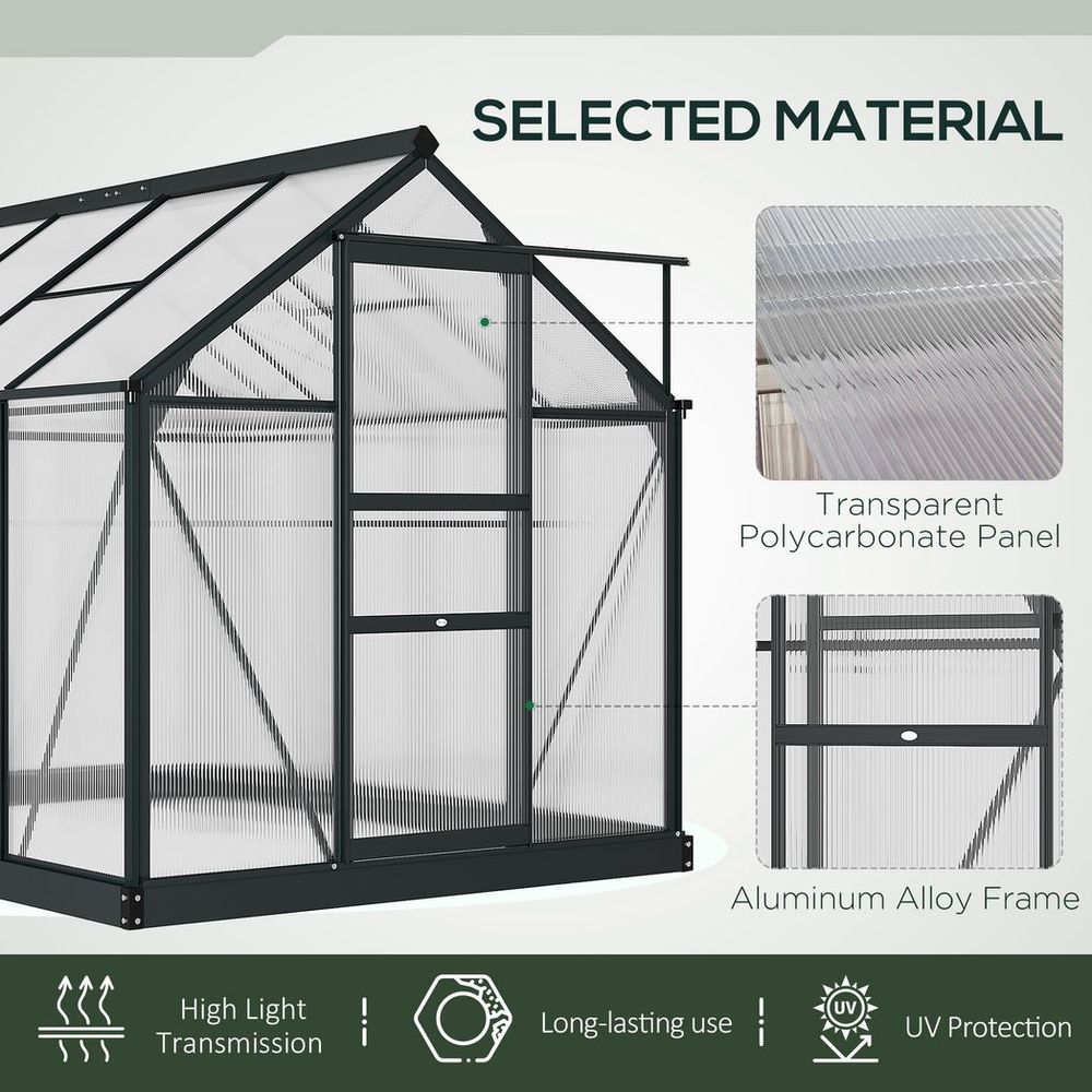 Premium 6x8ft Walk-In Greenhouse with Sliding Door & Sturdy Aluminium Frame