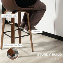 Load image into Gallery viewer, Retro Charm: HOMCOM Set of 2 Mid-Back Bar Stools with Wood Legs, Brown
