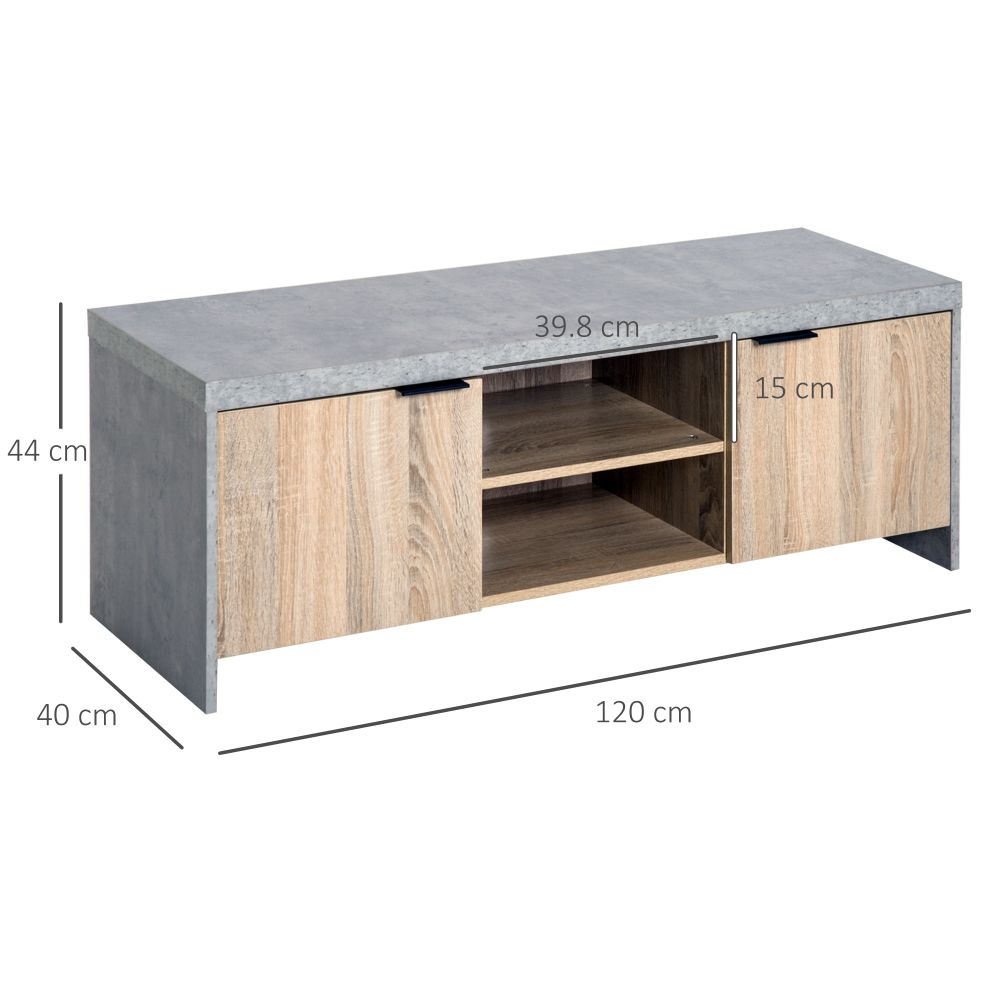 Modern Grey Wooden TV Stand & Media Center with Storage & Cable Management