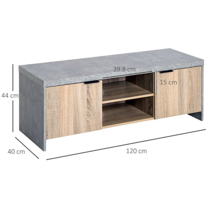 Modern Grey Wooden TV Stand & Media Center with Storage & Cable Management