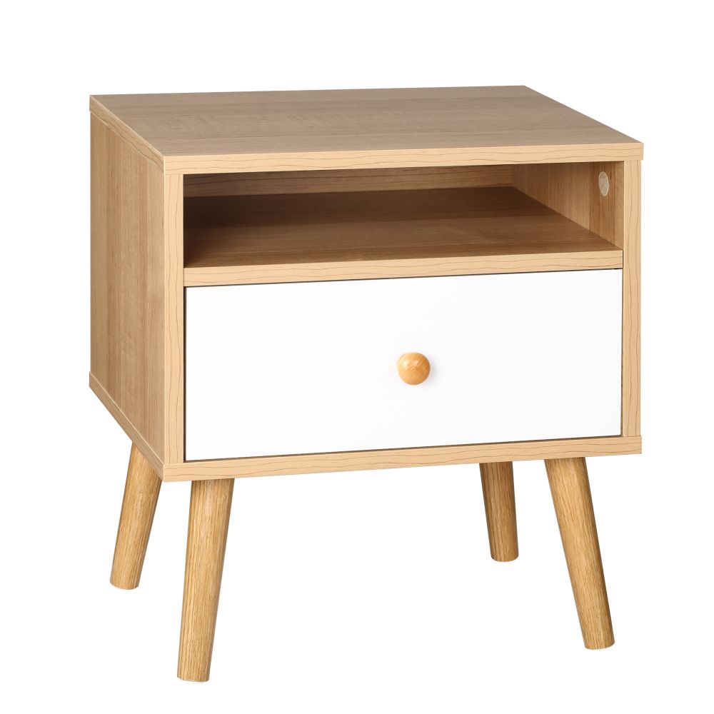 Modern Minimalist Nightstand with Drawer & Shelf - Stylish Bedside Storage