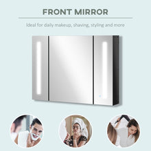 Load image into Gallery viewer, LED Illuminated High Gloss Black Bathroom Mirror Cabinet with Adjustable Shelves
