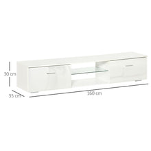 Load image into Gallery viewer, Modern HOMCOM LED TV Stand - High Gloss White Cabinet with Remote Control
