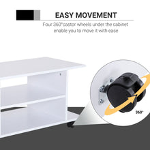 Load image into Gallery viewer, Modern White TV Stand &amp; Bookshelf Cabinet with 3 Tiers and Rolling Wheels
