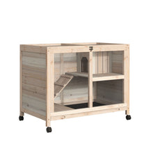 Load image into Gallery viewer, Natural Indoor Rabbit &amp; Guinea Pig Hutch with Openable Roof and Wheels
