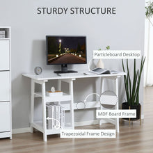 Load image into Gallery viewer, Compact White PC Desk with Storage Shelves - Stylish Workstation Solution

