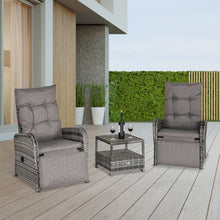 Load image into Gallery viewer, Luxury 3-Piece Rattan Chaise Lounge Set with Cushions - Grey Outdoor Comfort
