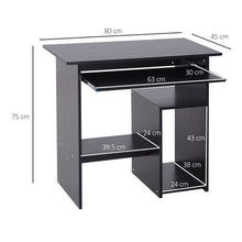 Load image into Gallery viewer, Compact Black Computer Desk with Keyboard Tray &amp; Open Storage - 73.5cm
