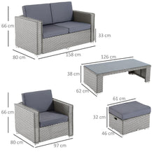Load image into Gallery viewer, Sleek 6-Piece Grey Rattan Garden Set - Stylish &amp; Comfortable Outdoor Seating
