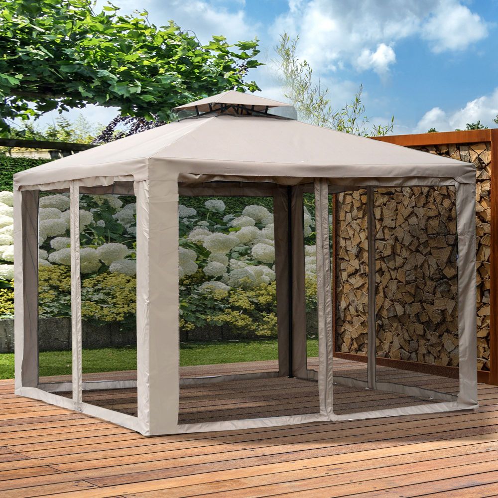 Outsunny 2-Tier Outdoor Gazebo with Netting – Elegant UV Protection & Durability