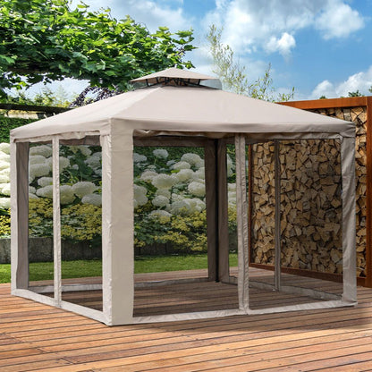 Outsunny 2-Tier Outdoor Gazebo with Netting – Elegant UV Protection & Durability