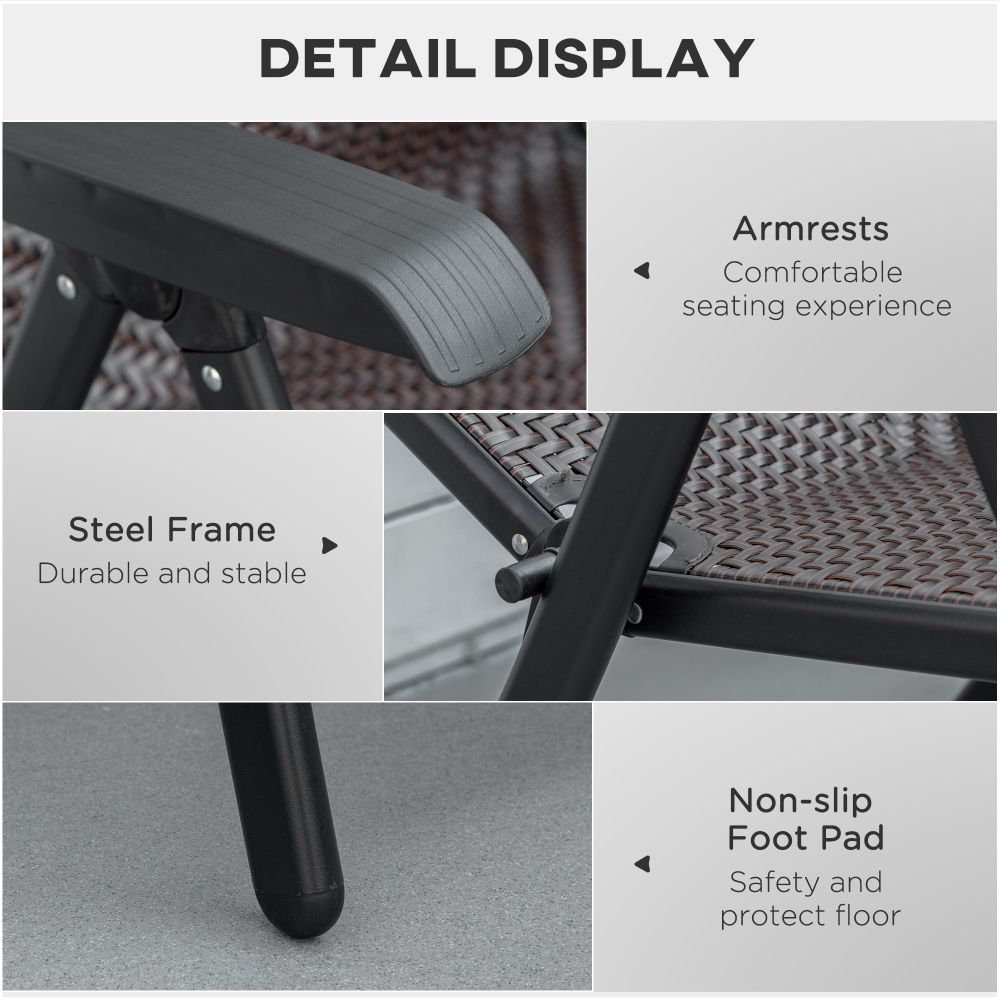 Set of 2 Adjustable Outdoor Rattan Chairs - Durable & Stylish for Patio Dining