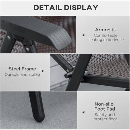 Set of 2 Adjustable Outdoor Rattan Chairs - Durable & Stylish for Patio Dining