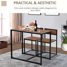 Load image into Gallery viewer, Chic Steel Frame 2-Seater Bar Stool &amp; Table Set - Modern Wood Tone Elegance
