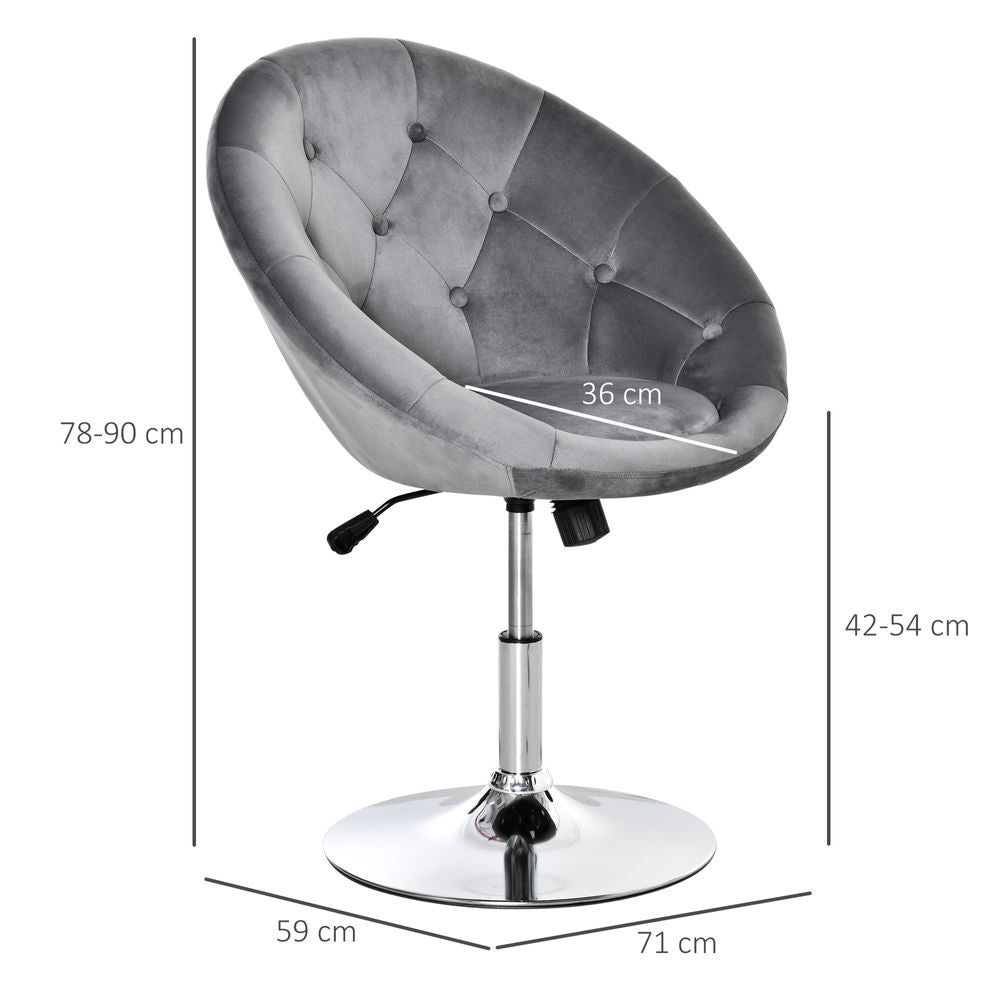 Retro Adjustable Swivel Bar Stool - Stylish Armless Tub Chair in Grey