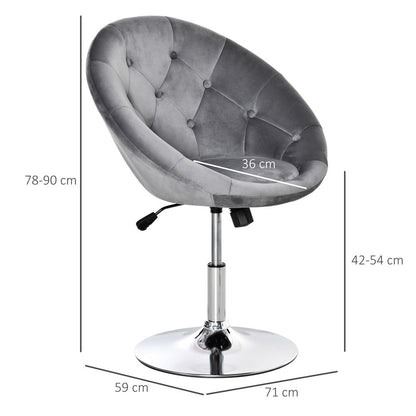 Retro Adjustable Swivel Bar Stool - Stylish Armless Tub Chair in Grey