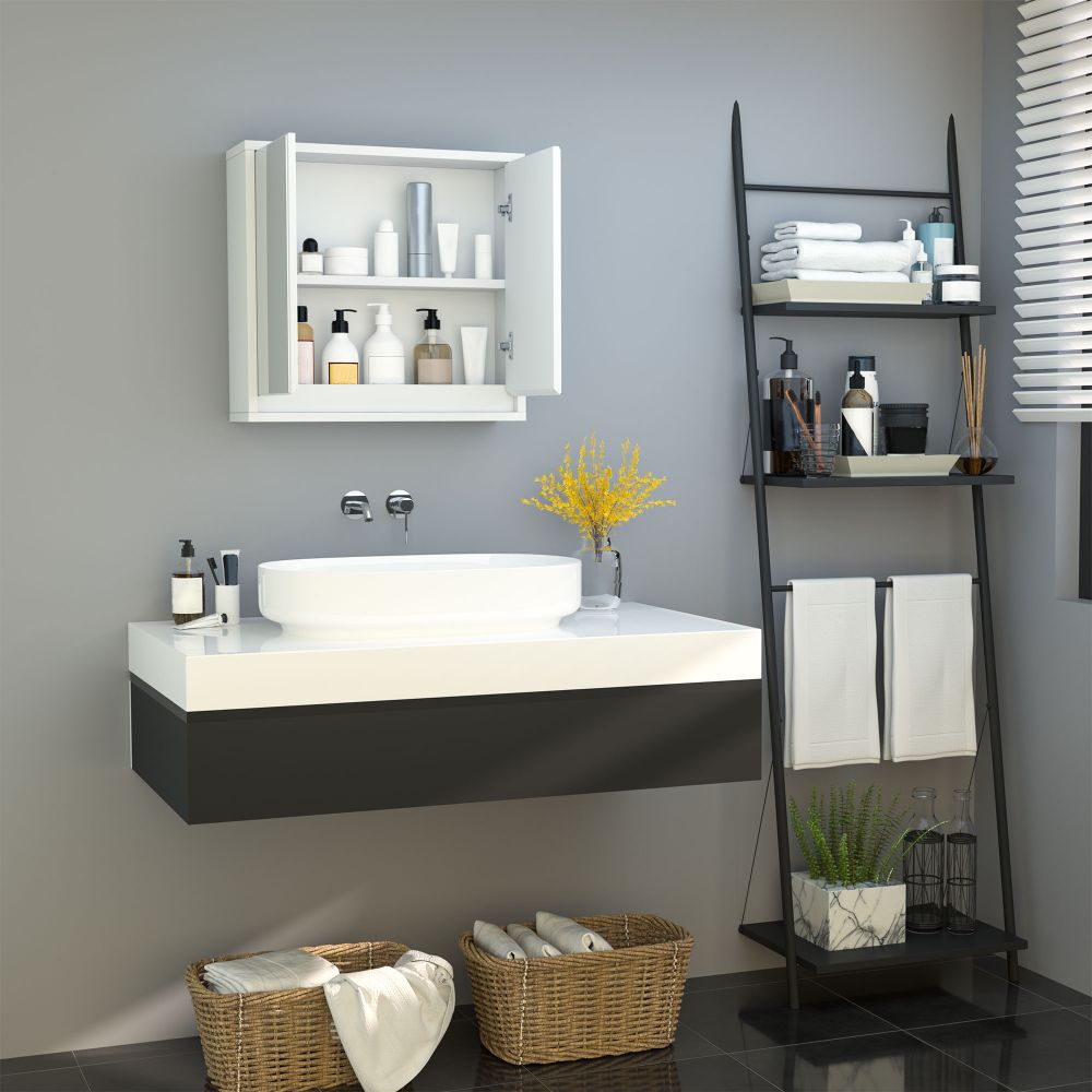 Stylish Wall-Mounted Mirror Cabinet with Adjustable Shelf & Storage for Bathrooms