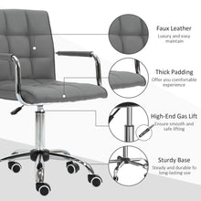 Load image into Gallery viewer, Modern Grey PU Leather Swivel Desk Chair with Armrests - Home Office Comfort
