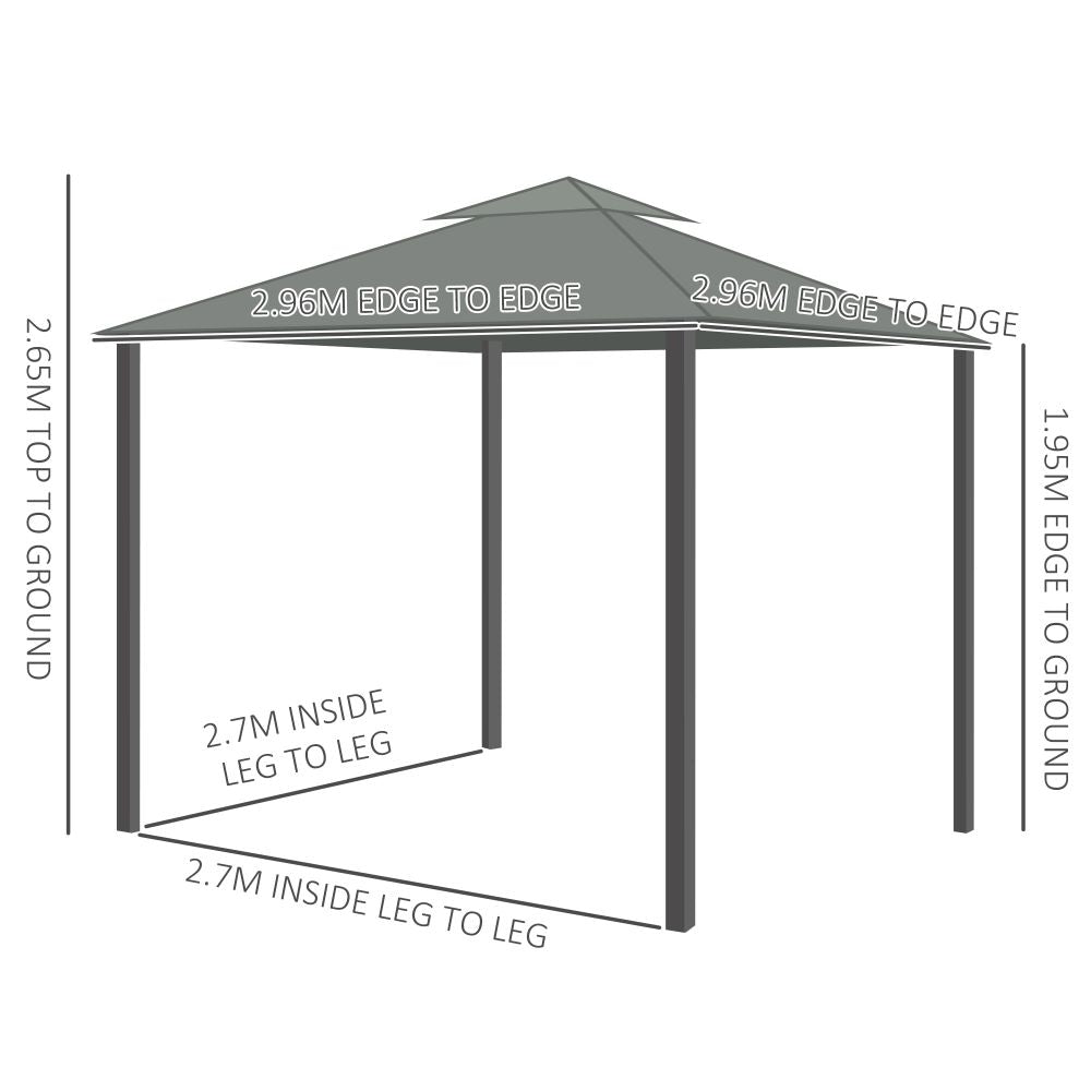 Elegant 3x3m 2-Tier Gazebo Canopy with Mosquito Net & Sturdy Aluminum Frame