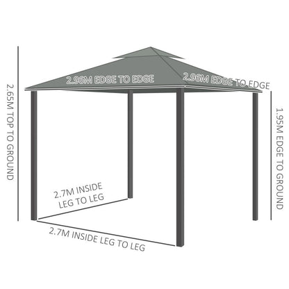 Elegant 3x3m 2-Tier Gazebo Canopy with Mosquito Net & Sturdy Aluminum Frame