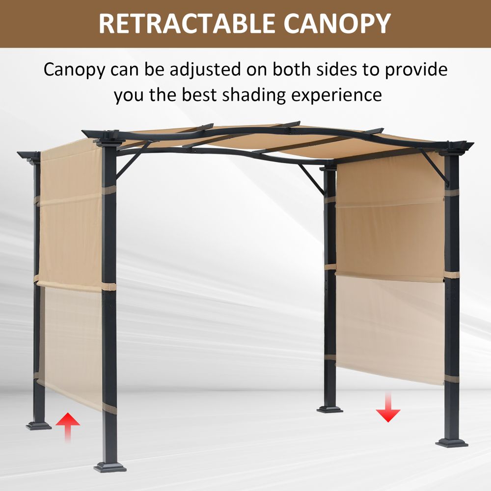 Adjustable Khaki Retractable Pergola Gazebo – Ultimate Outdoor Sun Control
