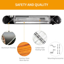 Load image into Gallery viewer, 2000W Electric Infrared Patio Heater Wall Mounted Carbon Fibre Heater Remote
