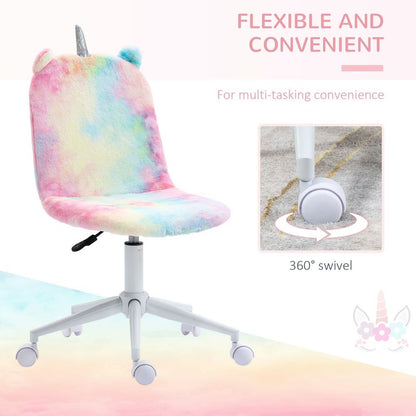 Vinsetto Fluffy Unicorn Chair: Cute Swivel Desk Seat for Magical Workdays!