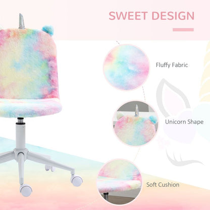 Vinsetto Fluffy Unicorn Chair: Cute Swivel Desk Seat for Magical Workdays!