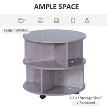 Load image into Gallery viewer, Modern 2-Tier Rolling Coffee Table - Stylish Cement Design &amp; Versatile Storage
