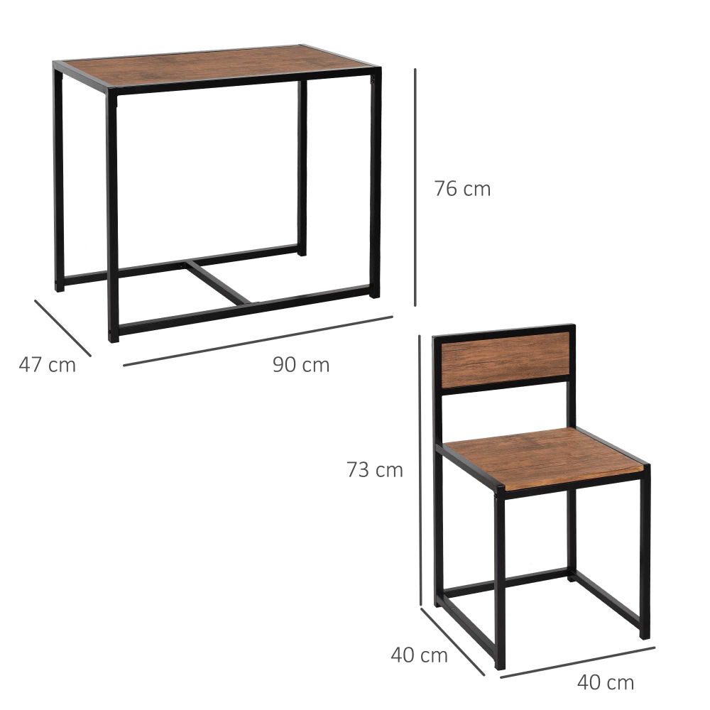 Chic Steel Frame 2-Seater Bar Stool & Table Set - Modern Wood Tone Elegance