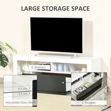 Load image into Gallery viewer, HOMCOM 140cm High Gloss TV Stand with RGB LED Lighting &amp; Ample Storage
