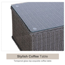 Load image into Gallery viewer, Outsunny 4-Seater Grey Rattan Garden Sofa Set with Cushions &amp; Glass Table
