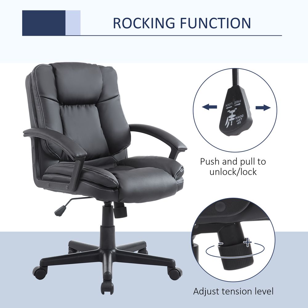 Premium Swivel Executive Office Chair - Ergonomic PU Leather, Adjustable Height