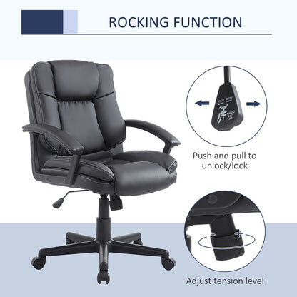 Premium Swivel Executive Office Chair - Ergonomic PU Leather, Adjustable Height