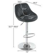 Load image into Gallery viewer, 2pcs Adjustable High Type with Disk No Armrest Rhombus Backrest Design Bar Stools Black

