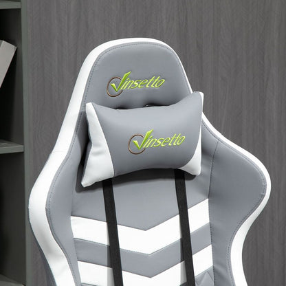 Pro Series Racing Gaming Chair - Ergonomic Comfort & Stylish Design in Grey/White