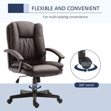 Load image into Gallery viewer, Brown PU Leather Swivel Executive Office Chair with Armrests - HOMCOM
