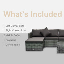 Load image into Gallery viewer, Elegant 6-Piece Outdoor Rattan Sofa Set with Cushion &amp; Glass Top Table

