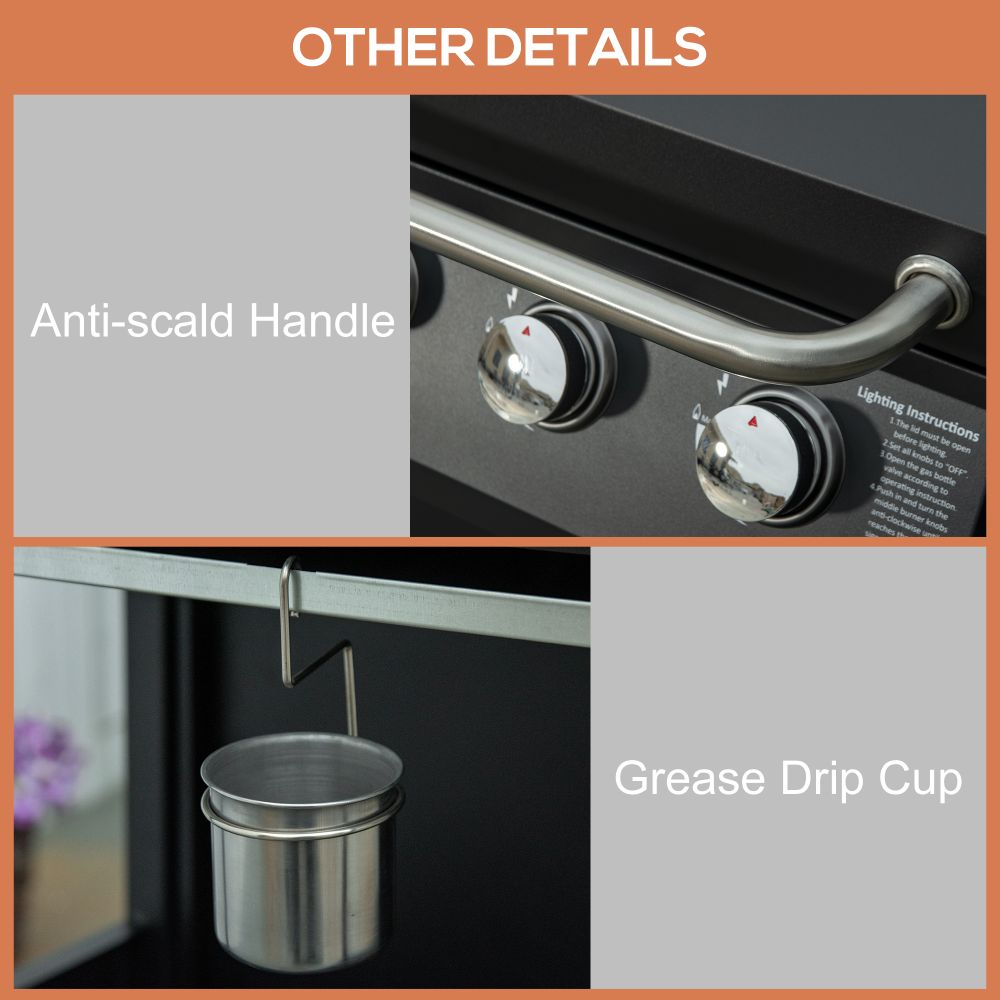 Ultimate 3-Burner Portable Gas BBQ Grill with Warming Rack & Storage Cabinet