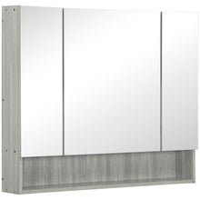 Load image into Gallery viewer, kleankin Grey Wall-Mounted Bathroom Mirror Cabinet with 3 Doors &amp; Storage
