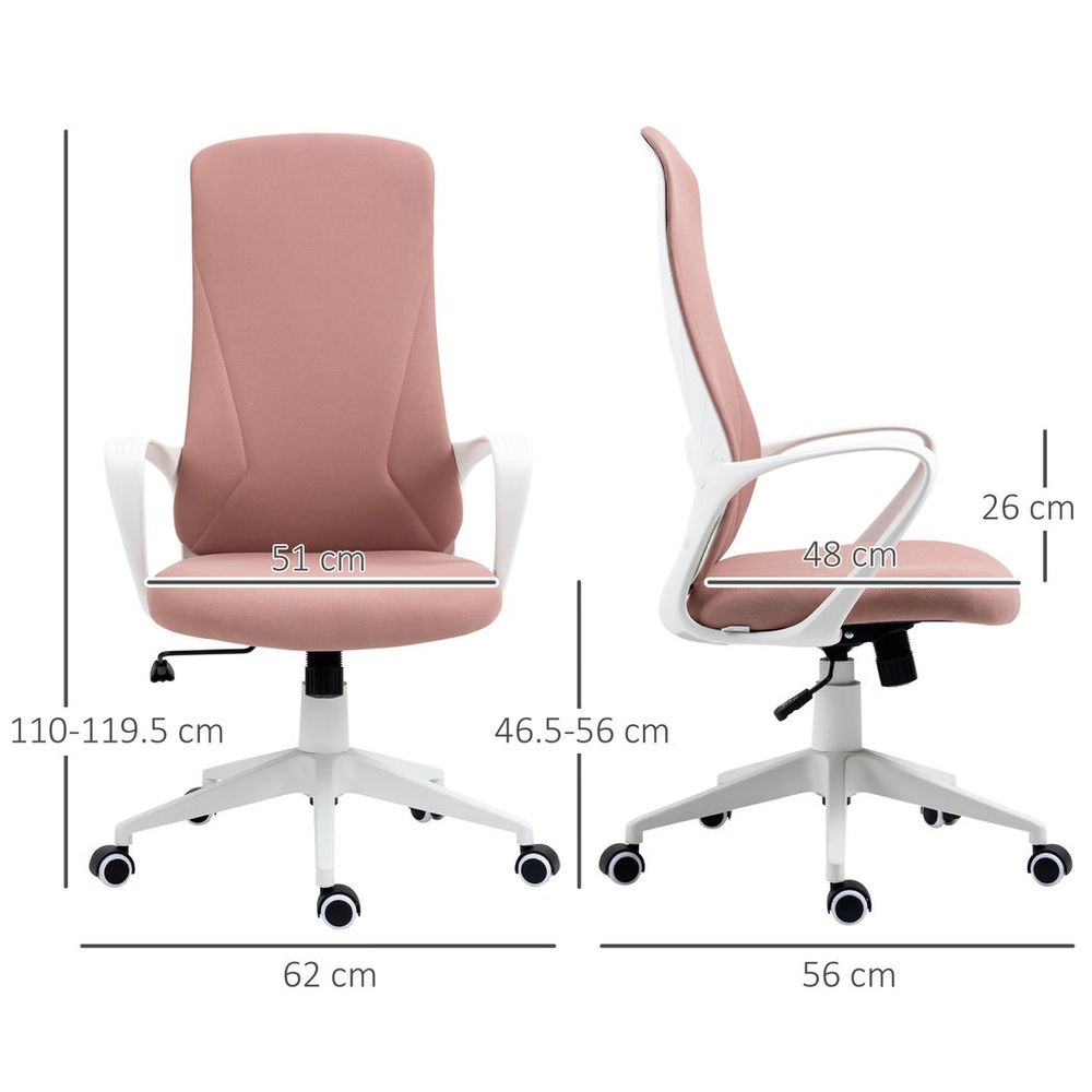 Vinsetto Pink High-Back Office Chair - Adjustable Comfort for Your Workspace