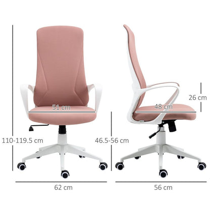 Vinsetto Pink High-Back Office Chair - Adjustable Comfort for Your Workspace