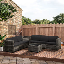 Load image into Gallery viewer, Outsunny Grey 6-Seater Rattan Sofa Set with Cushions - Stylish Comfort Awaits!
