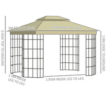 Load image into Gallery viewer, Elegant 3.7x3m Patio Gazebo with Mosquito Net &amp; Sturdy Metal Frame - Beige Bliss
