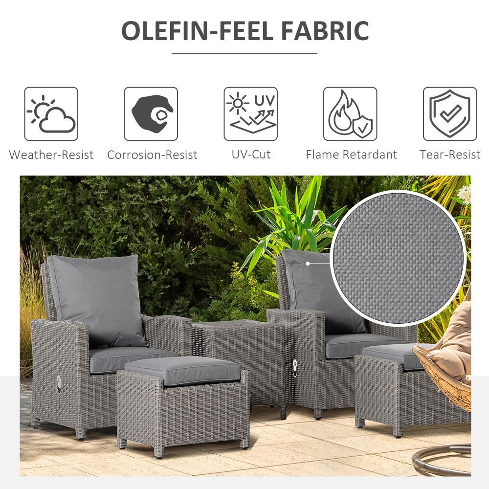 Cozy 2-Seater Rattan Patio Set with Reclining Chairs & Cooler Table