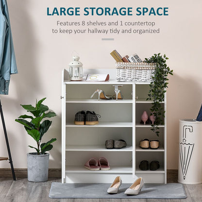 Versatile Shoe Storage Cabinet with Adjustable Shelves - Modern White Design