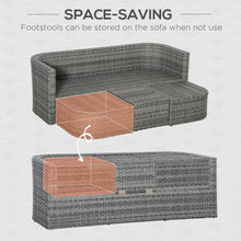 Load image into Gallery viewer, Versatile 3PC Grey Rattan Sofa Set with Daybed &amp; Side Table - Outdoor Comfort Redefined
